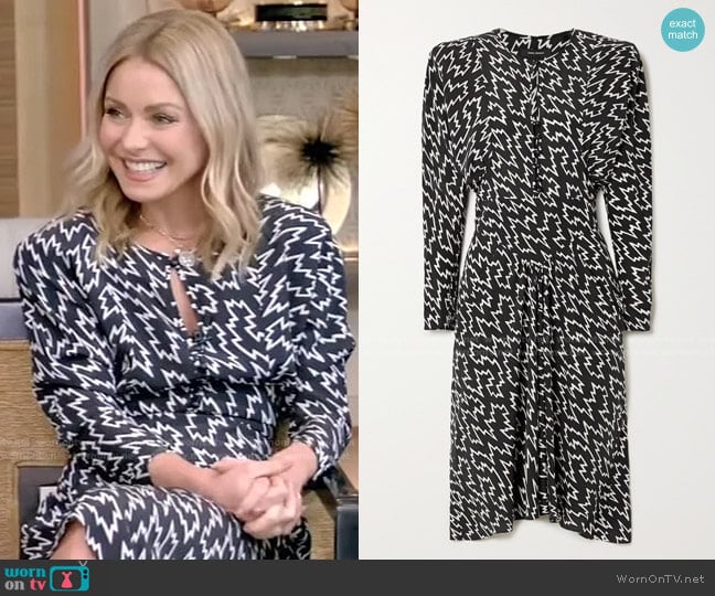 Isabel Marant Ibelky Gathered Printed Dress worn by Kelly Ripa on Live with Kelly and Mark