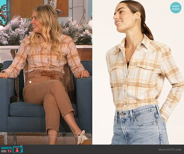 J. Crew Slim Fit Western Shirt worn by Amanda Kloots on The Talk