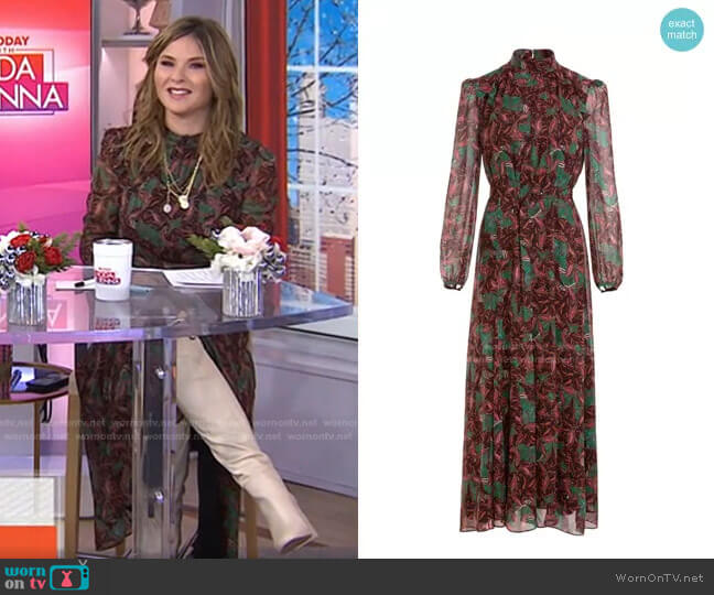 Saloni Jacqui B Dress In Forest Acanthus Print worn by Jenna Bush Hager on Today