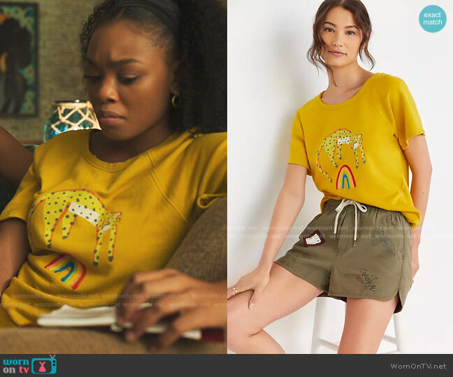 Jarmél by Jarmel Leopard Rainbow Graphic Tee worn by Nikki Vaughn (Alana Bright) on Our Kind of People