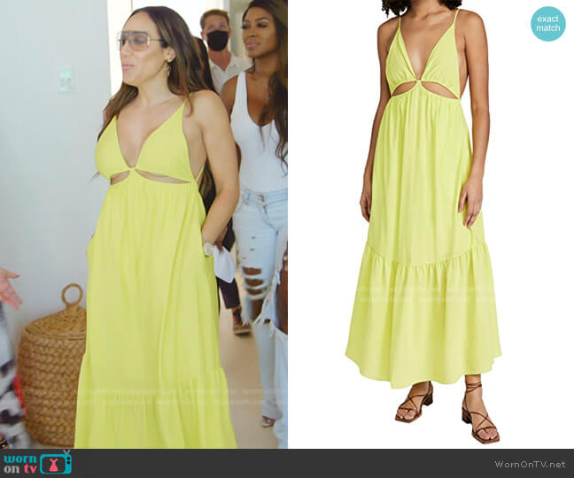 Jonathan Simkhai Calliope Solid Cutout Dress with Strap Detail worn by Melissa Gorga on The Real Housewives Ultimate Girls Trip