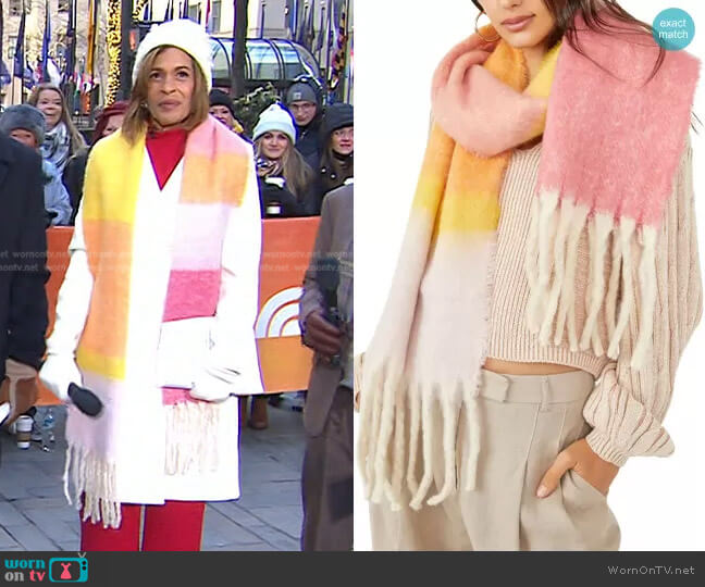 Free People Kaleidoscope Colorblock Scarf in Sunshine Combo worn by Hoda Kotb on Today