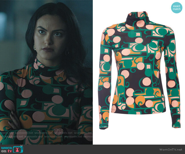 LA Double J Turtleneck Top worn by Veronica Lodge (Camila Mendes) on Riverdale