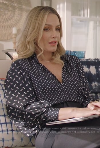 Laura’s blue mixed print blouse on All American