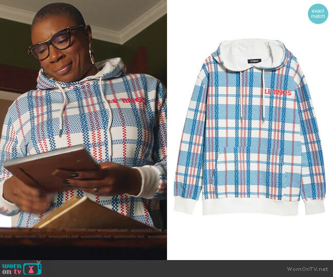 Le Tings Laundry Logo Plaid Hoodie worn by Henrietta Wilson (Aisha Hinds) on 9-1-1