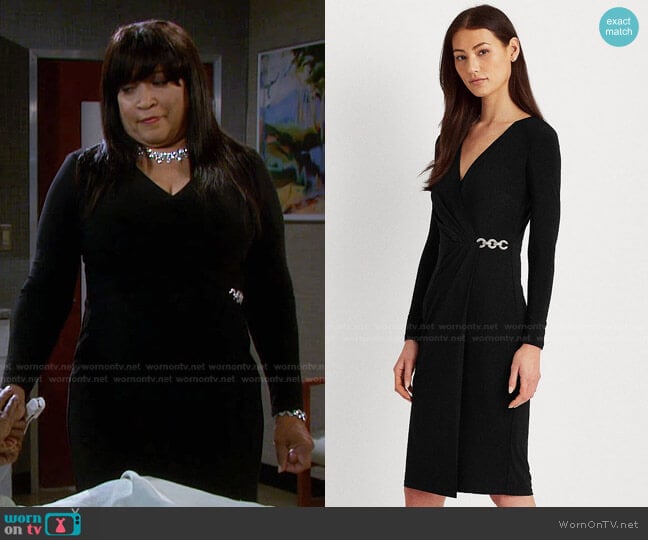 Lauren Ralph Lauren Matte Jersey Surplice Dress worn by Paulina Price (Jackée Harry) on Days of our Lives