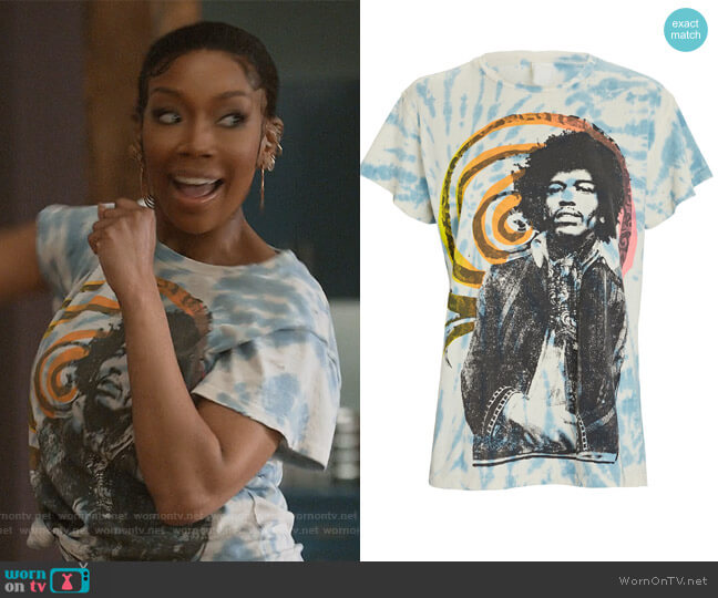 Madeworn Jimi Hendrix Tie-Dye T-Shirt worn by Naomi (Brandy Norwood) on Queens