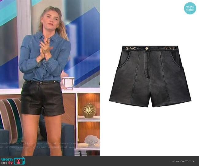 Maje Tailored Horse bit Leather Shorts worn by Amanda Kloots on The Talk