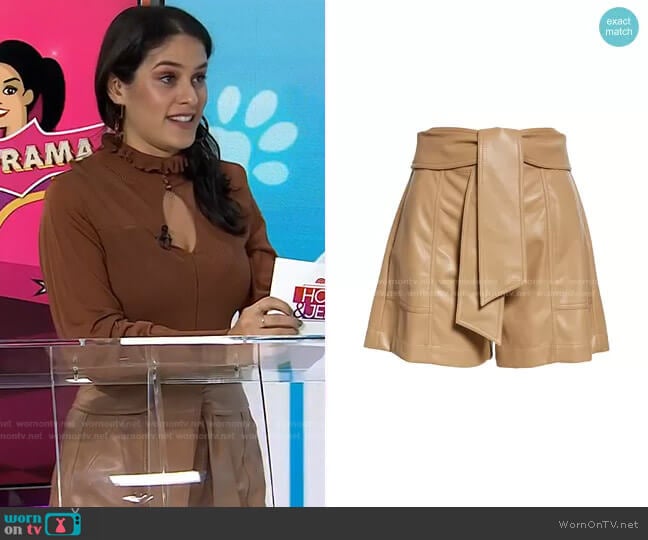Jonathan Simkhai Mari Tie Waist Faux Leather Shorts worn by Donna Farizan on Today