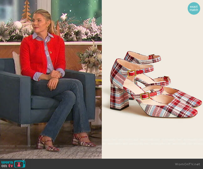 J. Crew Marta double-strap pumps in plaid worn by Amanda Kloots on The Talk