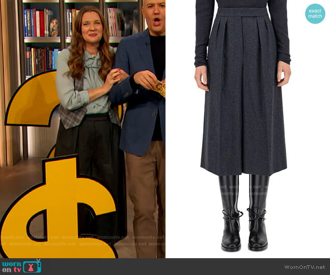 Max Mara Gallura Pleated Culotte Pants worn by Drew Barrymore on The Drew Barrymore Show