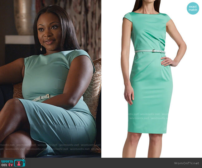 Max Mara Zic Cotton Sateen Belted Cap Sleeve Dress worn by Jill (Naturi Naughton) on Queens