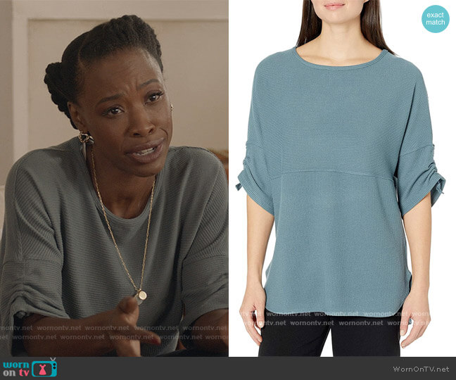 Max Studio Ruched Sleeve Rib Knit Pullover worn by Grace James (Karimah Westbrook) on All American