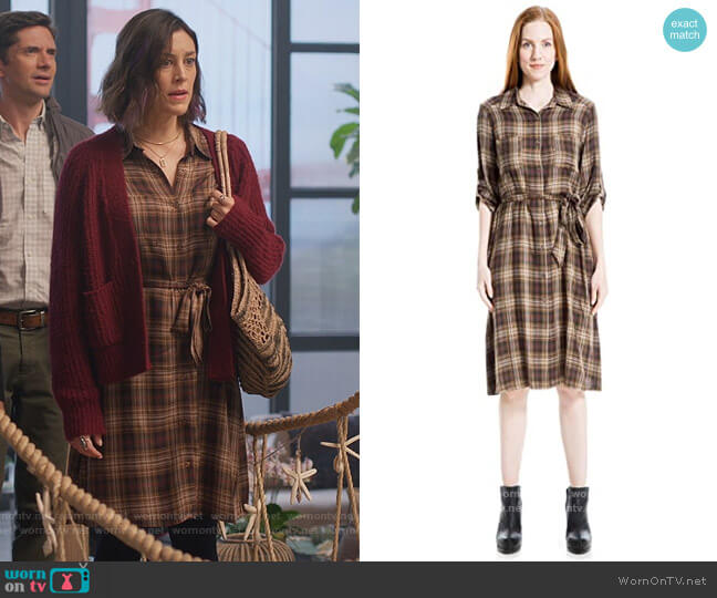 Max Studio Rayon Plaid Short Dress worn by Sarah (Caitlin McGee) on Home Economics