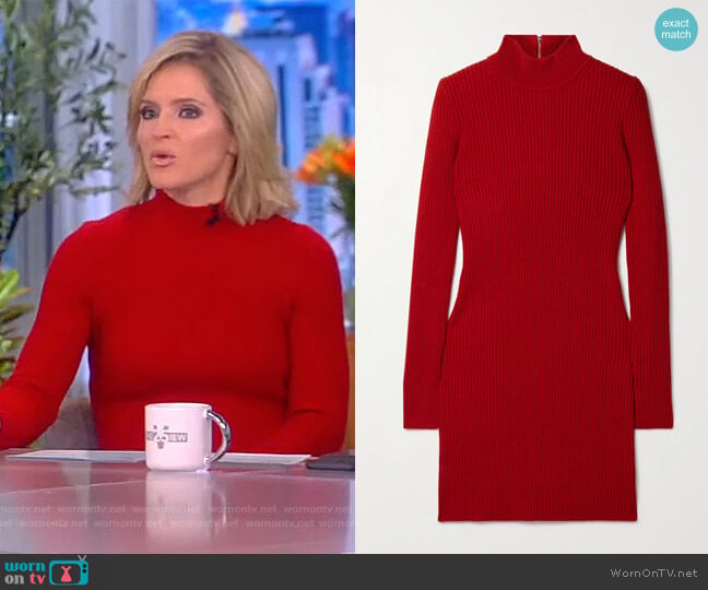 Michael Kors Collection Ribbed cashmere turtleneck mini dress worn by Sara Haines on The View
