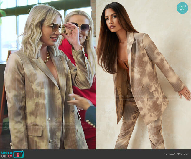 Missguided Mocha Co Ord Tie Dye Pinstripe Blazer worn by Whitney Rose on The Real Housewives of Salt Lake City