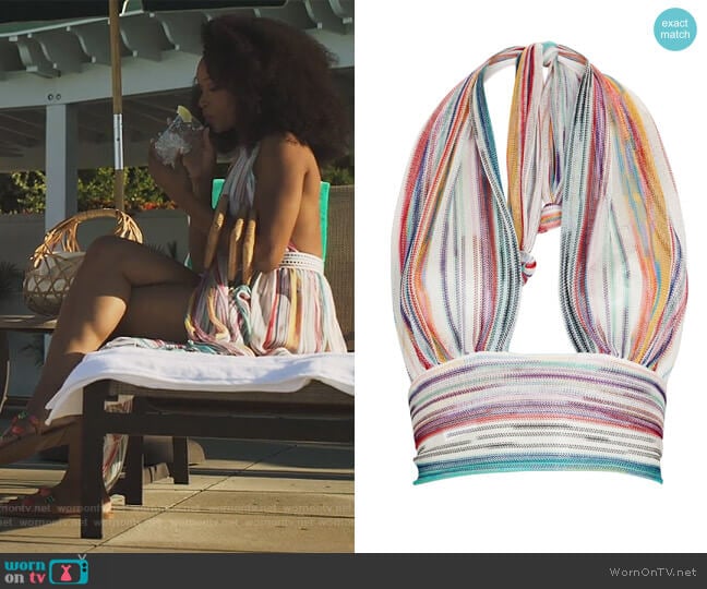 Missoni Mare Striped Knit Halter Top worn by Angela Vaughn (Yaya DaCosta) on Our Kind of People