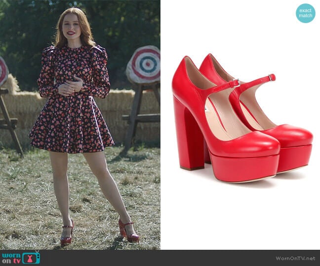 Miu Miu Mary Jane Platform Pumps worn by Cheryl Blossom (Madelaine Petsch) on Riverdale