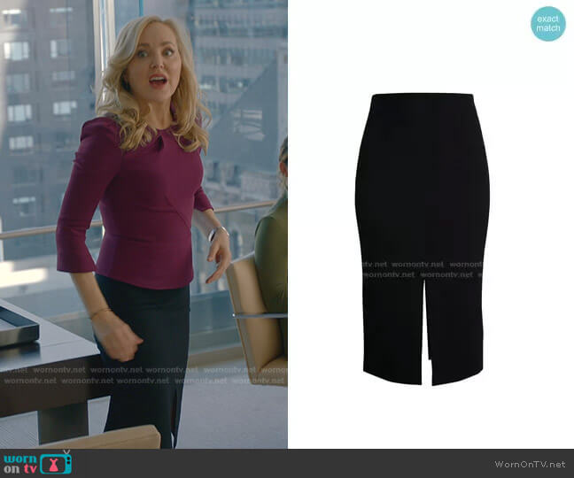 Roland Mouret Moka Vented Wool Skirt worn by Marissa Morgan (Geneva Carr) on Bull