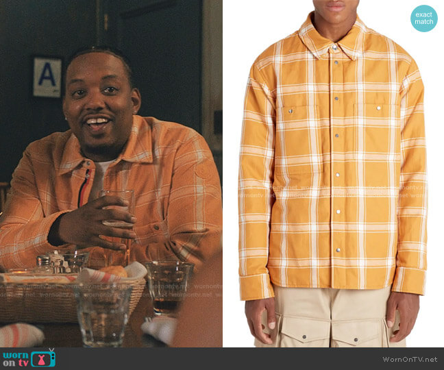 Moncler Genius 1952 Lapetus Check Shirt Jacket worn by Yogi (Chris Powell) on Love Life