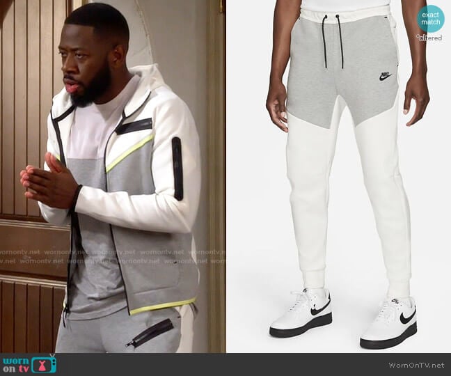 Nike Sportswear Tech Fleece in Sail/Dark Grey Heather/Light Lemon worn by Malcom (Sheaun McKinney) on The Neighborhood