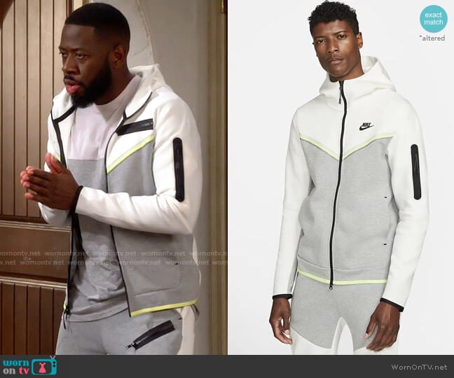 Nike Sportswear Tech Fleece in Sail/Dark Grey Heather/Light Lemon worn by Malcom (Sheaun McKinney) on The Neighborhood