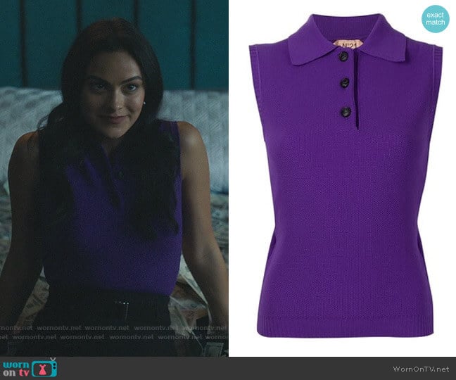 Nº21 Sleeveless Cut-out Polo worn by Veronica Lodge (Camila Mendes) on Riverdale