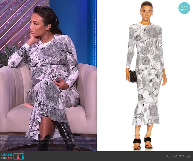Norma Kamali Long Sleeve Crew Fishtail Dress To Midcalf worn by Jeannie Mai on The Real