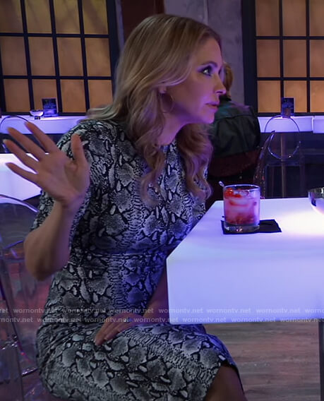 Olivia’s gray snake skin print dress on General Hospital