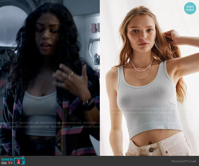 Out from Under Drew Seamless Ribbed Bra Top in Sky worn by Ryan Wilder (Javicia Leslie) on Batwoman