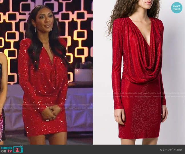 Philipp Plein Crystal Embellished Dress worn by Tayshia Adams on The Bachelorette
