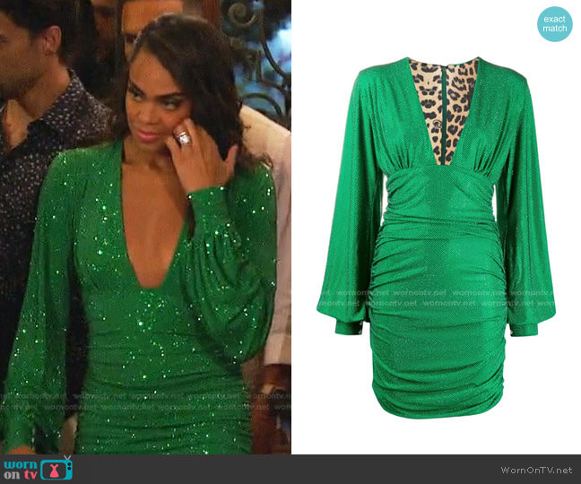 Philipp Plein Embellished Ruched Mini Dress worn by Michelle Young on The Bachelorette