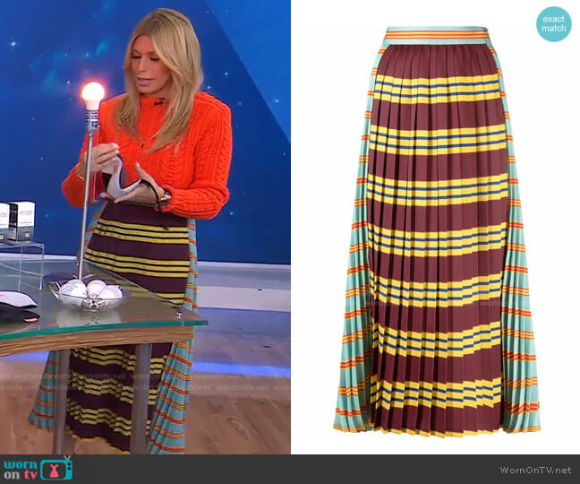 Philosophy di Lorenzo Serafini Pleated Striped Gabardine Midi Skirt worn by Jill Martin on Today