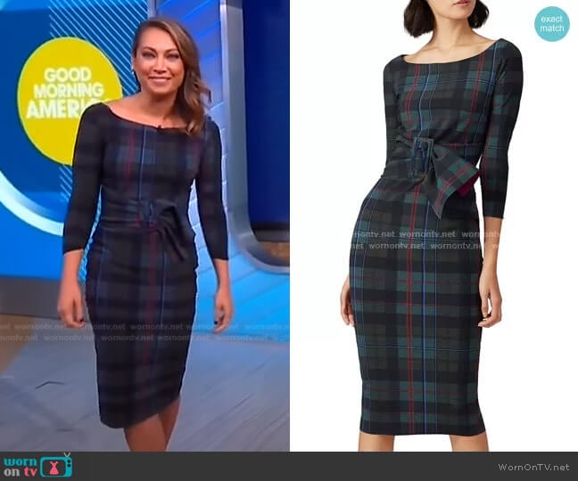 La Petite Robe di Chiara Boni Plaid Thayna Sheath Dress worn by Ginger Zee on Good Morning America