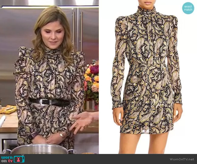Aqua Puffed Shoulder Mini Dress worn by Jenna Bush Hager on Today