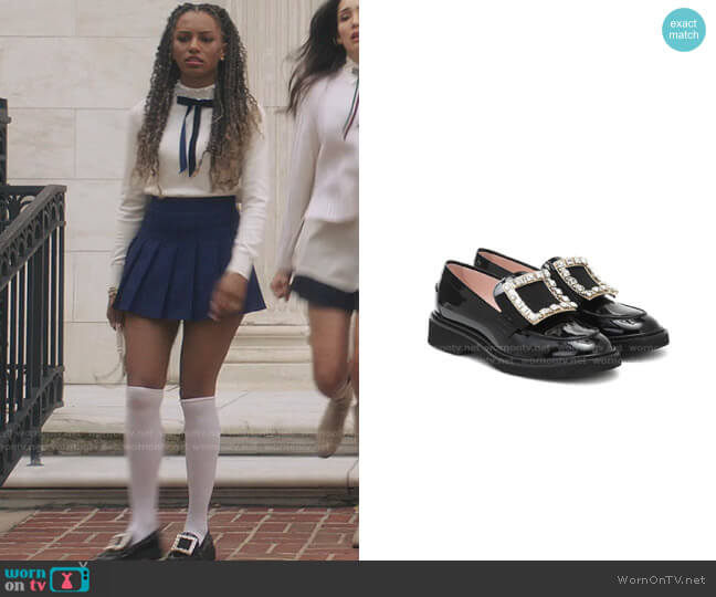 Roger Vivier Viv' Rangers patent leather loafers worn by Monet de Haan (Savannah Lee Smith) on Gossip Girl