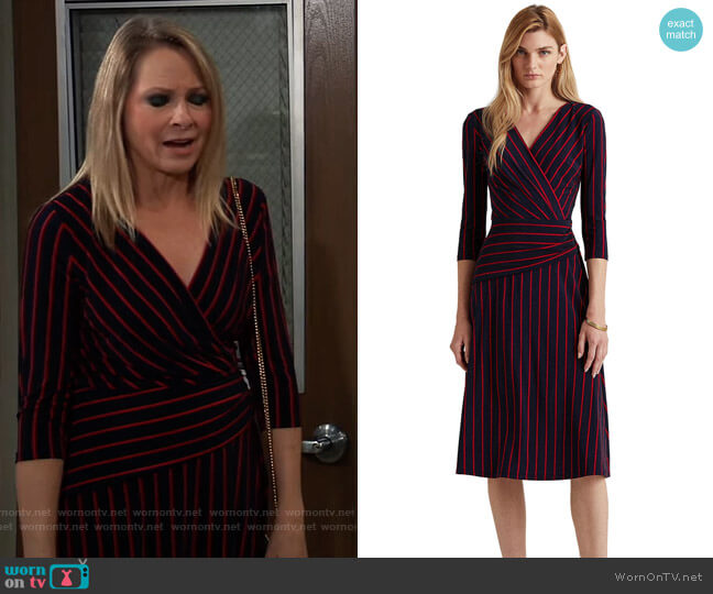 Ralph Lauren Striped Jersey Dress worn by Gladys Corbin (Bonnie Burroughs) on General Hospital