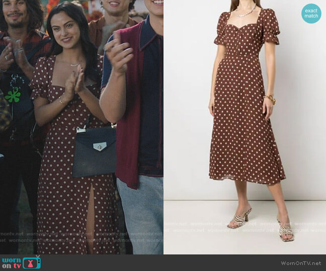 Reformation Alta Polka Dot Dress worn by Veronica Lodge (Camila Mendes) on Riverdale