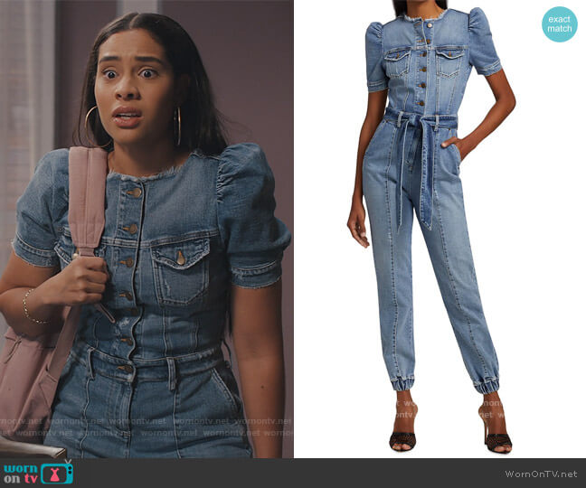 Retrofete Lia Denim Jumpsuit worn by Daisy (Haskiri Velazquez) on Saved By The Bell