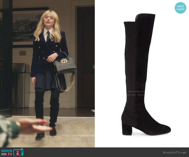 Stuart Weitzman Gillian Suede Knee-High Boots worn by Audrey Hope (Emily Alyn Lind) on Gossip Girl