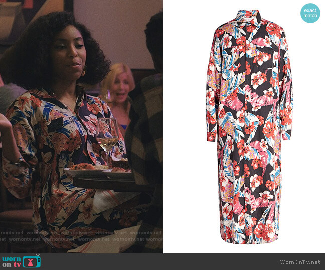 Saint Laurent Oversize Long Floral Shirt worn by Mia (Jessica Williams) on Love Life