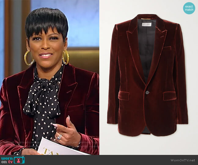 Saint Laurent Velvet blazer worn by Tamron Hall on Tamron Hall Show