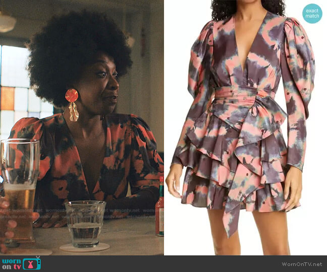 Ulla Johnson Semira Shibori Long Sleeve Silk Minidress