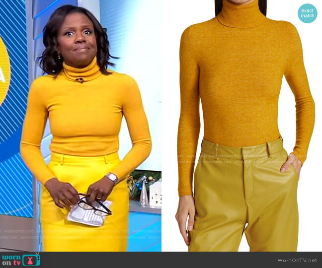 Sergio Hudson Alpaca Turtleneck Sweater worn by Deborah Roberts on Good Morning America