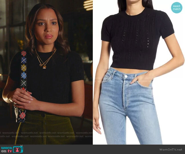 Free People Short & Sweet Crop Sweater worn by May Grant (Corinne Massiah) on 9-1-1