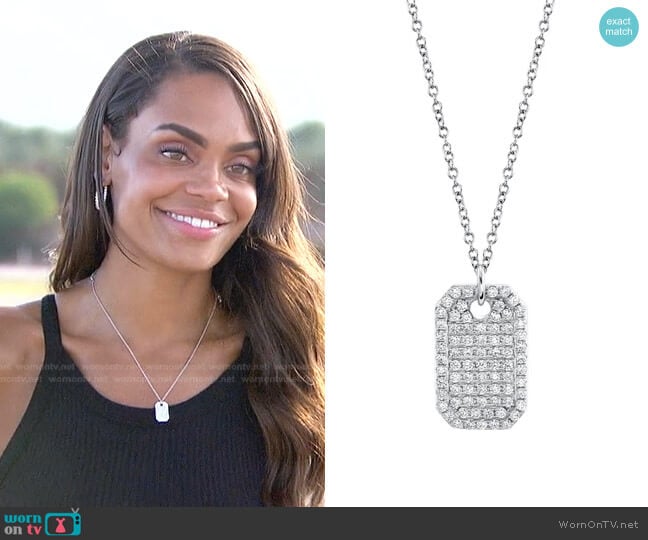Shy Creation Diamond Dog Tag Necklace worn by Michelle Young on The Bachelorette