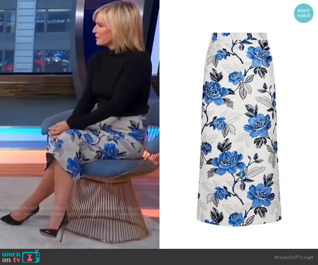 Sika'a Floral Jacquard Pencil Skirt worn by Dr. Jennifer Ashton on Good Morning America