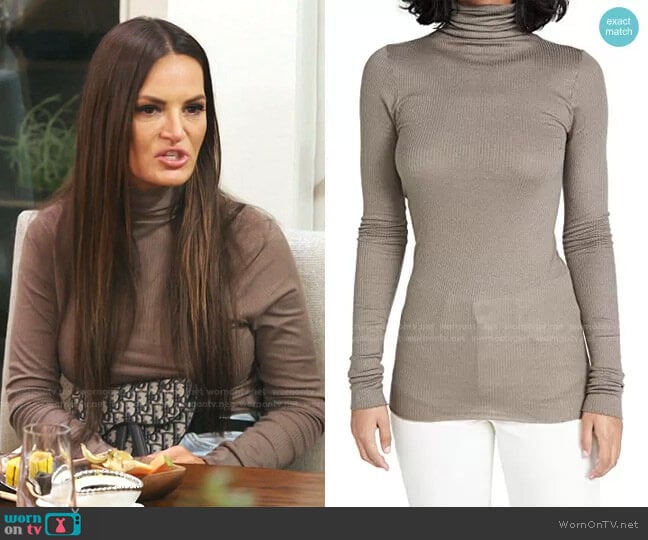 Enza Costa Silk Cashmere Rib Turtleneck worn by Lisa Barlow on The Real Housewives of Salt Lake City