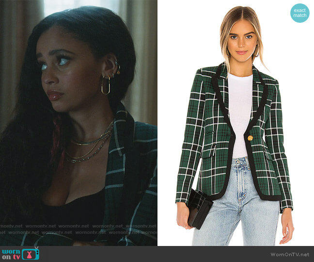 Smythe Taped Peaked Lapel Blazer worn by Toni Topaz (Vanessa Morgan) on Riverdale