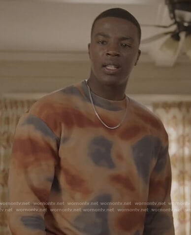 Spencer’s orange tie dye print sweatshirt on All American
